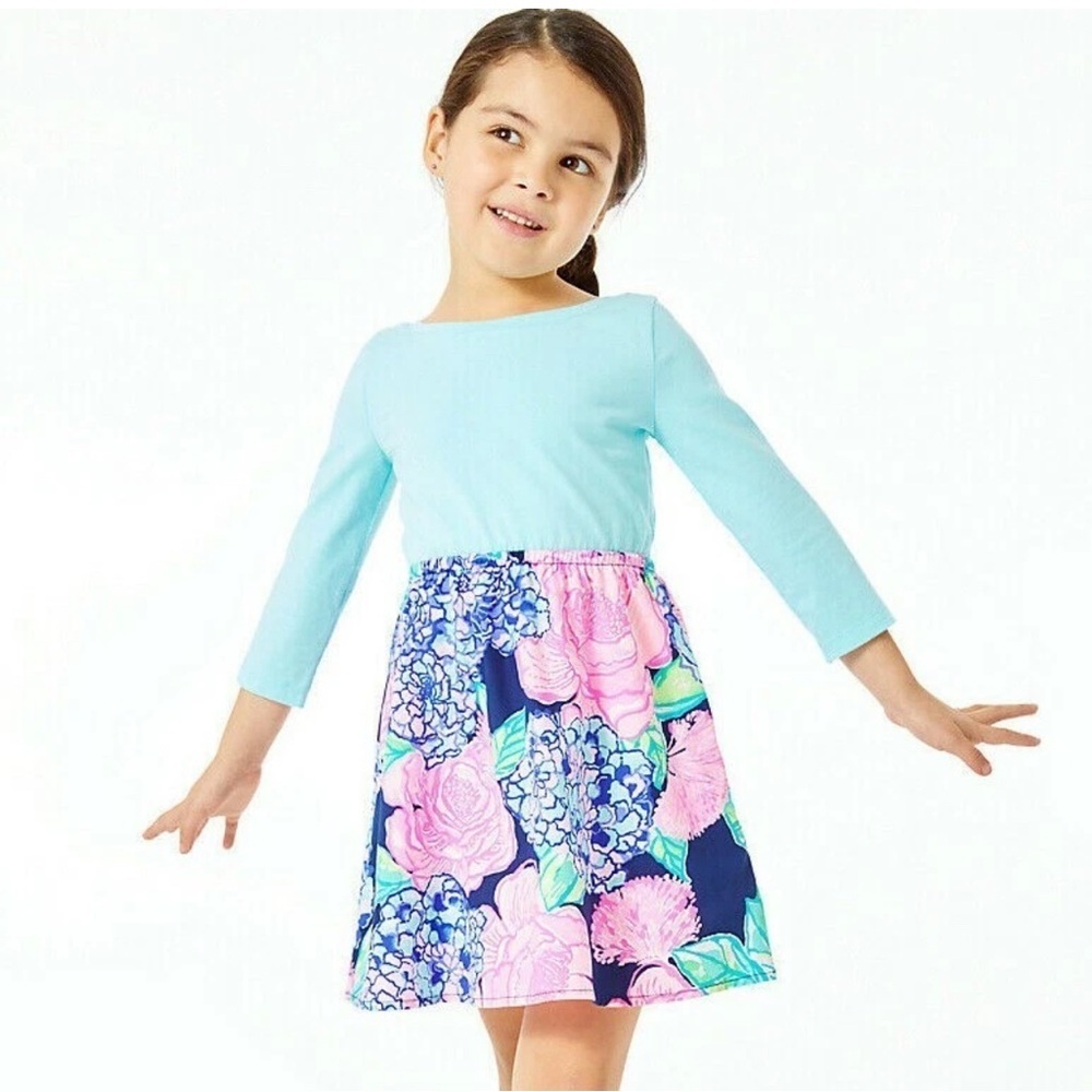 Lilly Pulitzer GIRLS MOCHI DRESS High Tide Navy Size M